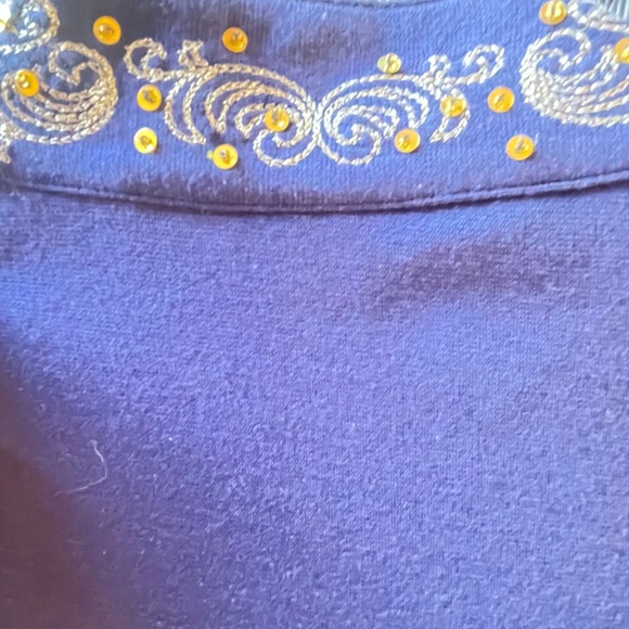 Drapers & Damons navy blue and gold sequined detailing‎ zip down jacket soft - Picture 3 of 9